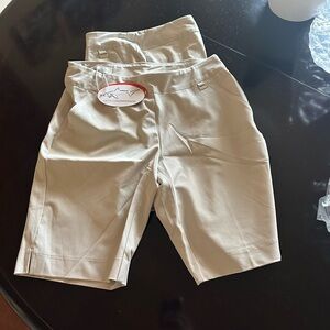 Lot of two Greg Norman Collection womens Flat Front Golf Shorts — Beige